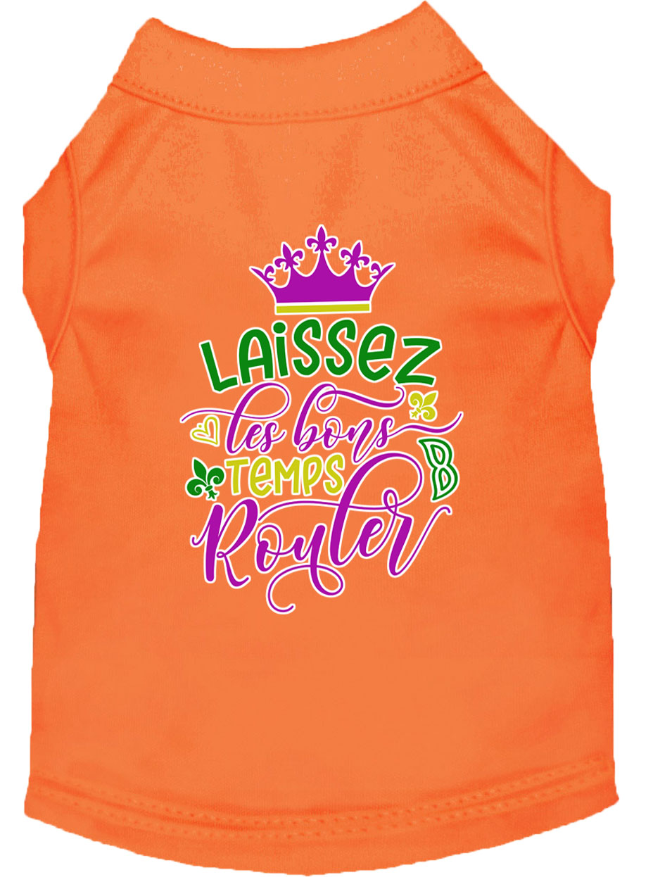 Laissez Les Bons Temps Rouler Screen Print Mardi Gras Dog Shirt Orange Med